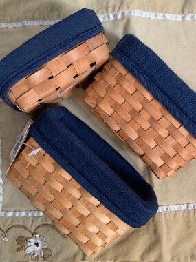 Taskets Renaissance Small Basket set with Navy Liner Country Home